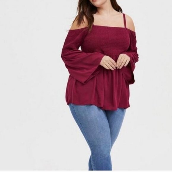 Torrid Challis Cold Shoulder Plum Top Size 5X - Picture 1 of 10